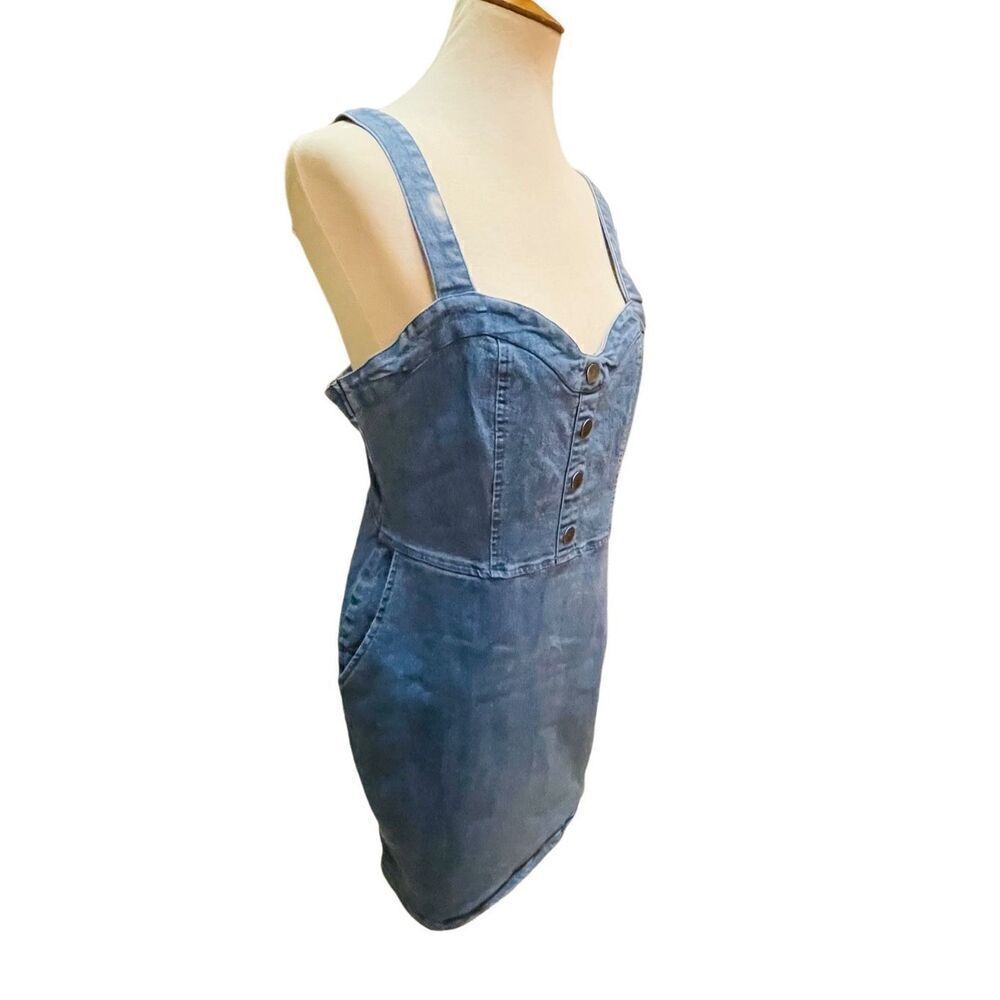 Rue 21 Sleeveless Overall Denim Dress Size Large - Picture 4 of 13